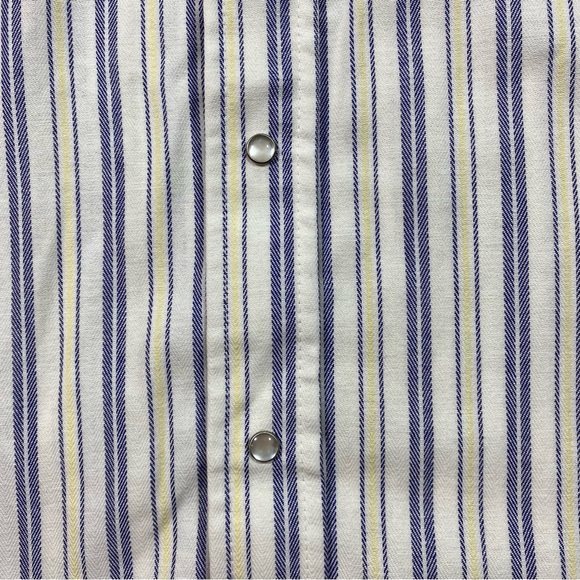 RUDDUCK Pearl snap button Shirt Vintage Striped White Short Sleeve Shirt Pockets - Picture 2 of 9
